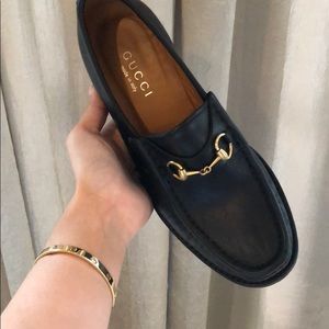 Gucci Black Leather Horsebit Loafers